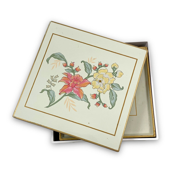 1960's OTAGIRI JAPAN PRIMA floral lacquerware boxed coasters set - Picture 4 of 9